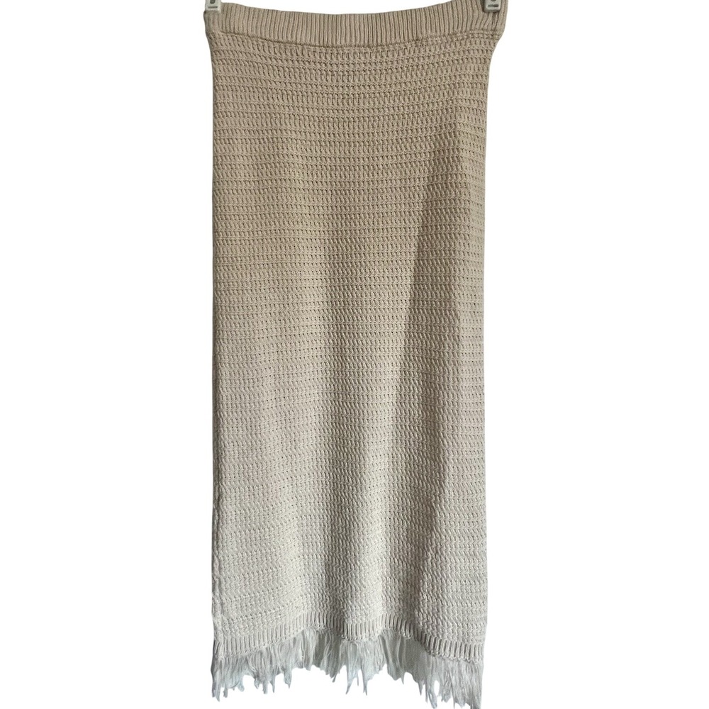 Freshman 1996‎ Womens Beige Knit Fringed Maxi Skirt Size S Cream Boho Open Weave